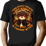 Cute Vintage Halloween Otter T-Shirt - Retro Graphic Casual Tee - Black
