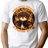 Cute Vintage Halloween Otter T-Shirt - Retro Graphic Casual Tee - White