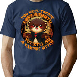 Cute Vintage Halloween Otter T-Shirt - Retro Graphic Casual Tee - Navy