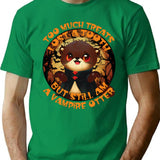 Cute Vintage Halloween Otter T-Shirt - Retro Graphic Casual Tee - Green