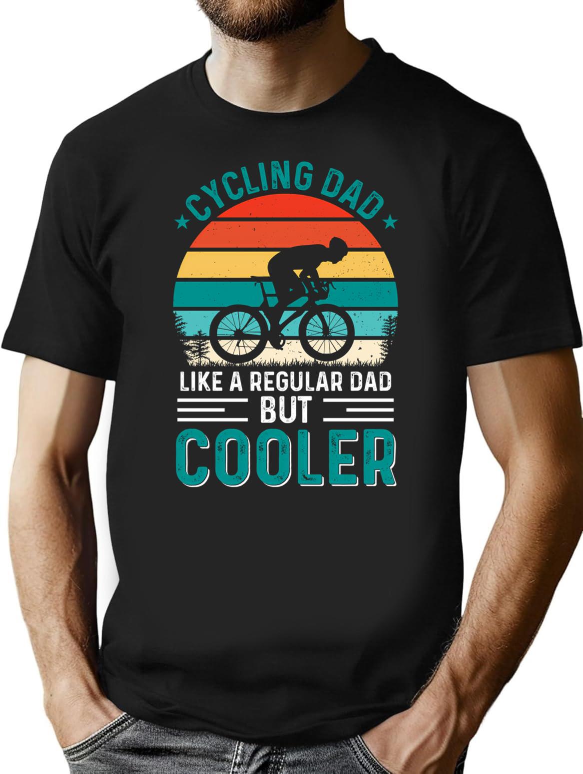 Cycling Dad T-Shirt - Retro Graphic Tee for Men & Women - Black