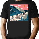 Cycling Race Vintage Art T-Shirt - Retro Graphic Casual Tee - Black