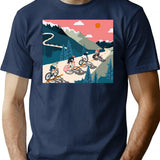 Cycling Race Vintage Art T-Shirt - Retro Graphic Casual Tee - Navy