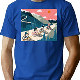 Cycling Race Vintage Art T-Shirt - Retro Graphic Casual Tee - Blue