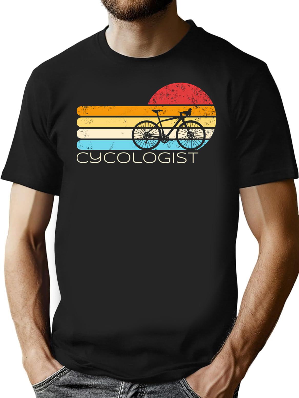 Cycologist Bicycle Bicycling Cyclist Retro Men's Cycologist Gear T-Shirt - Black
