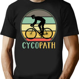 Cycopath - Funny Cycling Lover Pun Vintage Retro Sunset T-Shirt - Black