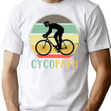 Cycopath - Funny Cycling Lover Pun Vintage Retro Sunset T-Shirt - White