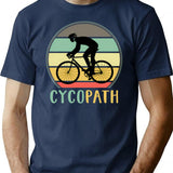 Cycopath - Funny Cycling Lover Pun Vintage Retro Sunset T-Shirt - Navy