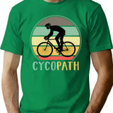 Cycopath - Funny Cycling Lover Pun Vintage Retro Sunset T-Shirt - Green