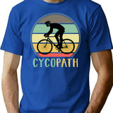 Cycopath - Funny Cycling Lover Pun Vintage Retro Sunset T-Shirt - Blue