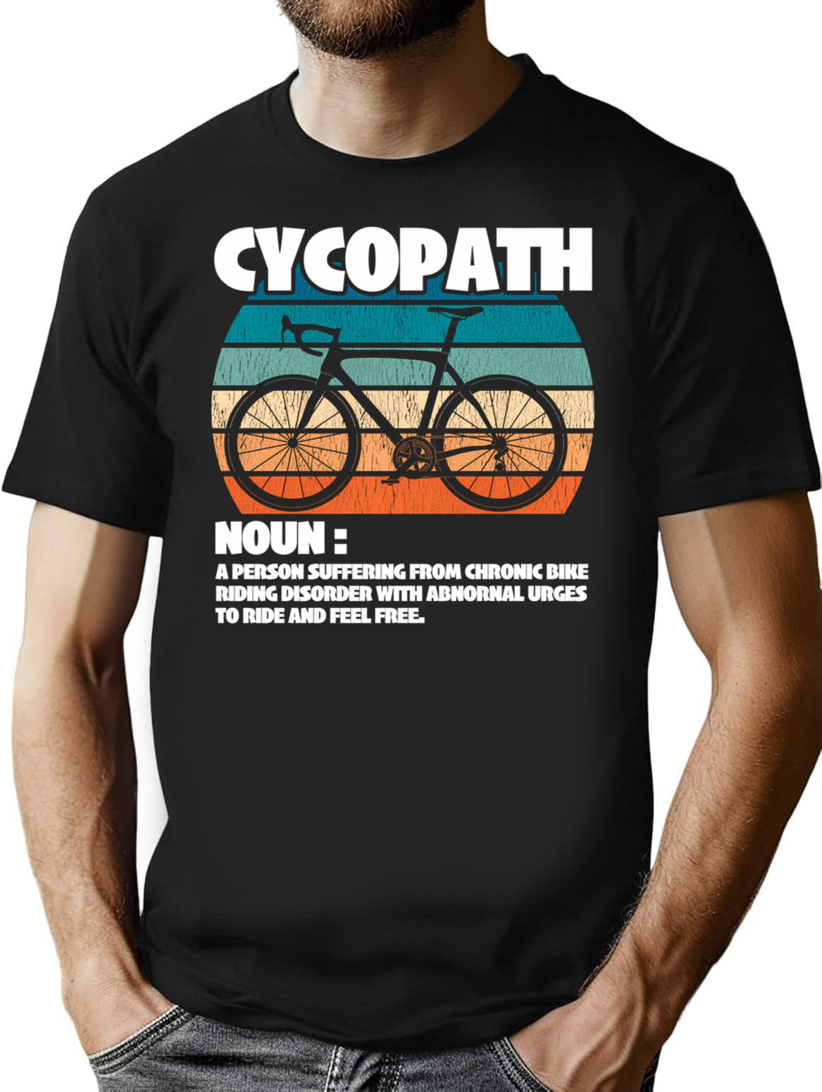 Cycopath Retro Vintage T-Shirt - Retro Graphic Casual Tee - Black