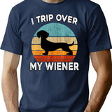 Dachshund Funny I Trip Over My Wiener Dog Daschund Vintage Tshirt39 T-Shirt - Navy