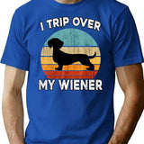 Dachshund Funny I Trip Over My Wiener Dog Daschund Vintage Tshirt39 T-Shirt - Blue