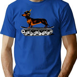 Dachshund Tank Commander T-Shirt - Retro Graphic Tee for Men & Women - Blue