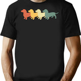 Dachshund Vintage Retro Gift T-Shirt - Retro Graphic Casual Tee - Black