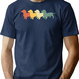 Dachshund Vintage Retro Gift T-Shirt - Retro Graphic Casual Tee - Navy