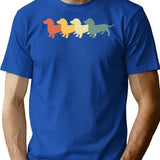 Dachshund Vintage Retro Gift T-Shirt - Retro Graphic Casual Tee - Blue