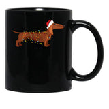 Dachshund Wiener Dog Christmas Light Black Coffee Mug, Gift Coffee Mug - Black