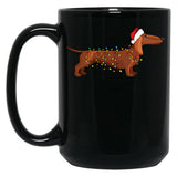 Dachshund Wiener Dog Christmas Light Black Coffee Mug, Gift Coffee Mug