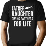 Dad And Daughter Diving Partners For Life Scuba Diving T-Shirt - Black