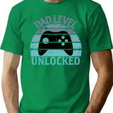 Dad Level Unlocked T-Shirt - Retro Graphic Tee for Men & Women - Green