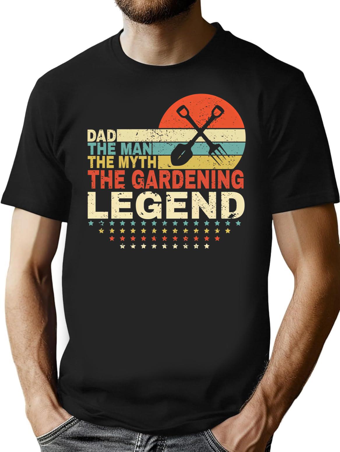 Dad The Man The Myth The Gardening Legend Shirt Men Vintage Gardening Dad T-shirt Father's Day Gift - Black