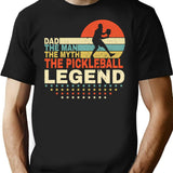 Dad The Man The Myth The Pickleball Legend Shirt Men Vintage Pickleball Dad T-shirt Father's Day Gift - Black
