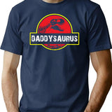 Daddysaurus Vintage T-Shirt - Retro Graphic Casual Tee - Navy