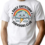 Daily Shitstorm Survivors Club Funny Bumper Sticker T-Shirt - White