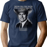 Dallas Jr Ewing Quote T-Shirt - Retro Graphic Tee for Men & Women - Navy