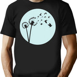 Dandelion Bird Flight T-Shirt - Retro Graphic Tee for Men & Women - Black