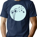 Dandelion Bird Flight T-Shirt - Retro Graphic Tee for Men & Women - Navy