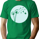 Dandelion Bird Flight T-Shirt - Retro Graphic Tee for Men & Women - Green