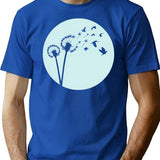 Dandelion Bird Flight T-Shirt - Retro Graphic Tee for Men & Women - Blue