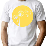 Dandylion Flight - Reversed Circular T-Shirt - Retro Graphic Tee for Men & Women - White