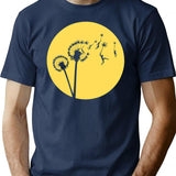 Dandylion Flight - Reversed Circular T-Shirt - Retro Graphic Tee for Men & Women - Navy