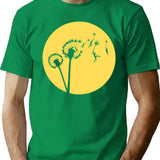 Dandylion Flight - Reversed Circular T-Shirt - Retro Graphic Tee for Men & Women - Green