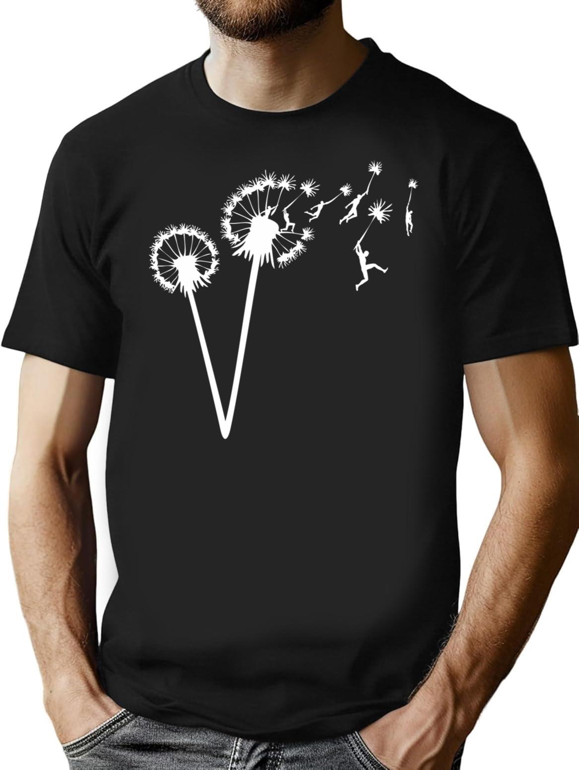 Dandylion Flight - White Silhouette T-Shirt - Retro Graphic Tee for Men & Women - Black
