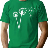 Dandylion Flight - White Silhouette T-Shirt - Retro Graphic Tee for Men & Women - Green