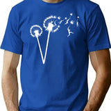 Dandylion Flight - White Silhouette T-Shirt - Retro Graphic Tee for Men & Women - Blue