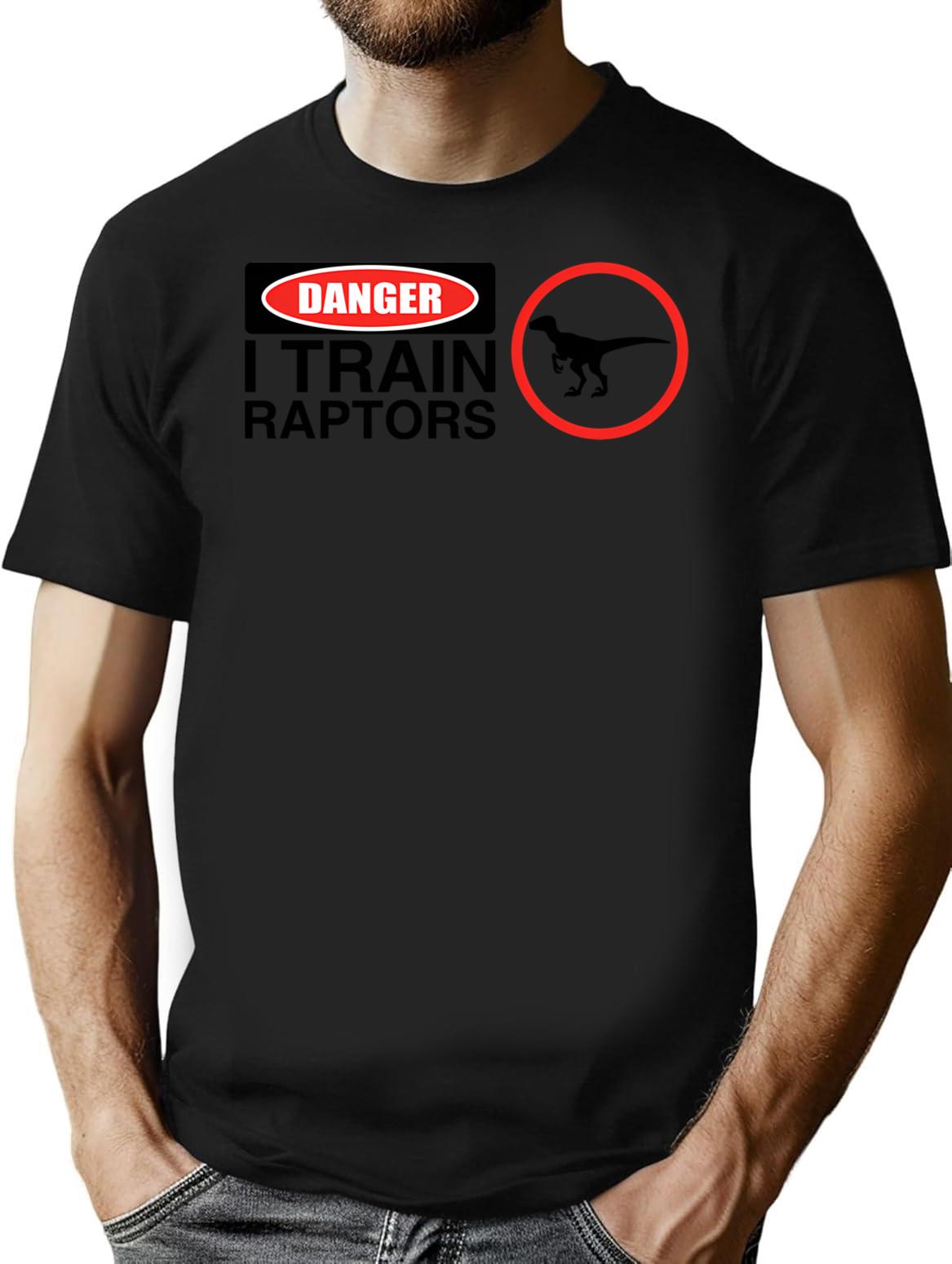 Danger I Train Raptors T-Shirt - Retro Graphic Tee for Men & Women - Black