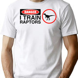 Danger I Train Raptors T-Shirt - Retro Graphic Tee for Men & Women - White