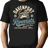 Davenport Riverrats 1901 T-Shirt - Retro Graphic Tee for Men & Women - Black