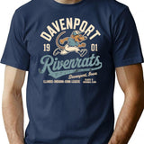 Davenport Riverrats 1901 T-Shirt - Retro Graphic Tee for Men & Women - Navy