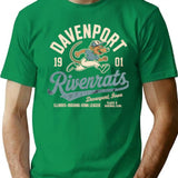 Davenport Riverrats 1901 T-Shirt - Retro Graphic Tee for Men & Women - Green