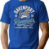 Davenport Riverrats 1901 T-Shirt - Retro Graphic Tee for Men & Women - Blue