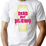 Dead But Delicious - Funny Goth Vampire Quote T-Shirt - White