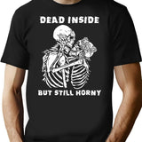 Dead Inside But Still Horny Funny Vintage Skeleton Valentine T-shirt - Black