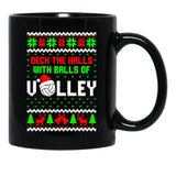 Deck The Halls With Balls Of Volley Funny Holiday Black Coffee Mug, Gift Coffee Mug - Black