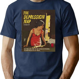 Depression Nap T-Shirt - Retro Graphic Tee for Men & Women - Navy